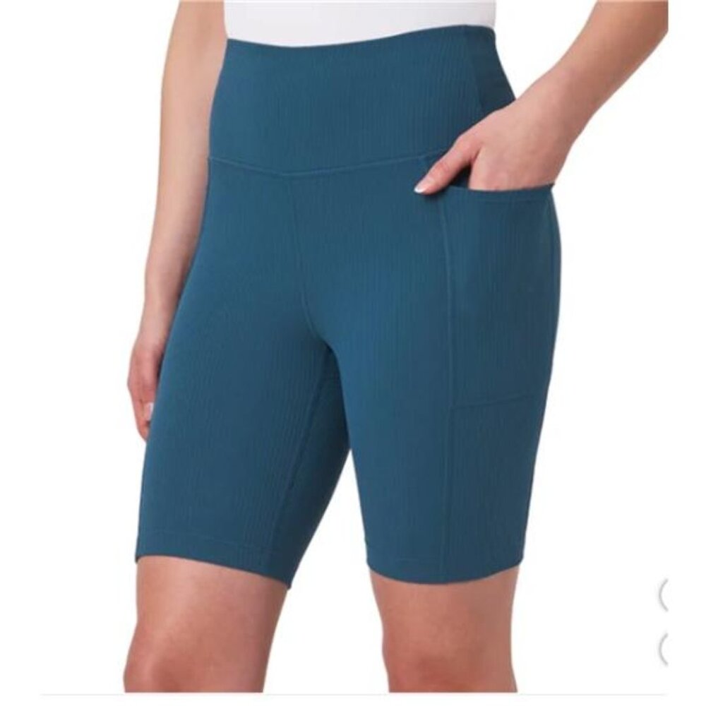 Mondetta Women's Ribbed Bike Short (Blue, X-Small)